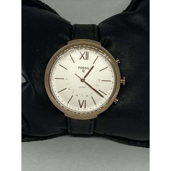 Fossil Hybrid FTW5023 Womens Black Leather Analog Dial Genuine Smart Watch CM625 - Picture 1 of 12